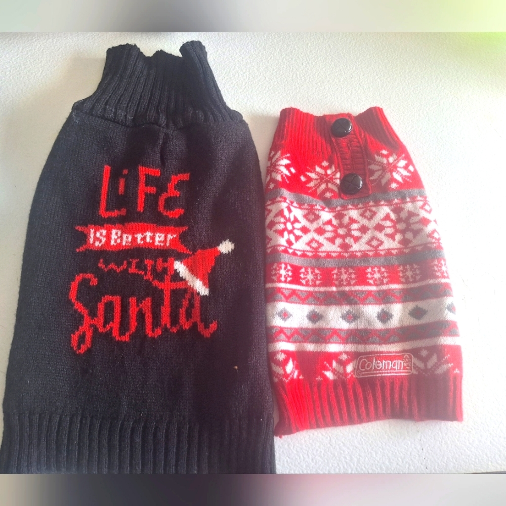Dog Sweater 2pc Set - Black and Red - Med And Large